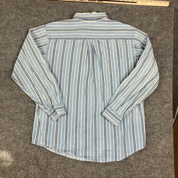 LL Bean Casual Button Shirt Mens Size M Blue White Striped Long Sleeve Cotton - Picture 6 of 8